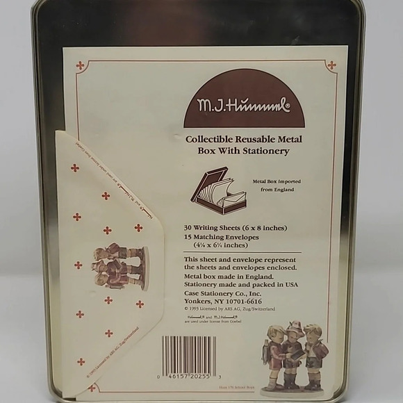 M.J. Hummel Collectible Reusable Metal Box With Stationary Unopened. - Picture 6 of 6